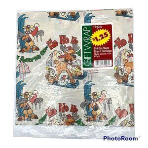 Vintage Christmas Wrapping Paper Gift Wrap 2 Sheets 20"x30" Dog Poodle Animals